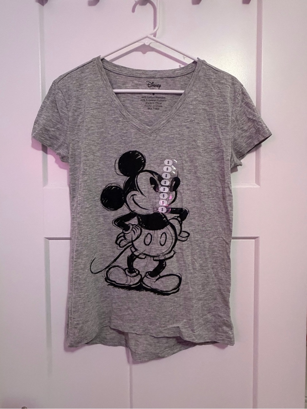 NEW Disney Women’s Small Gray Mickey Mouse V-Neck Tee